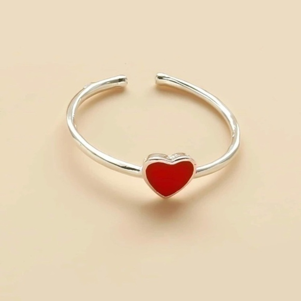 Red Heart Charm Ring